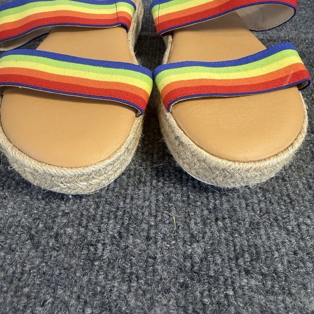 Bamboo Rainbow Double Strap Slide Sandals Women's Size 7.5 Espadrille Boho - Picture 2 of 9